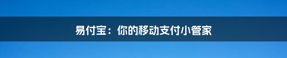易付宝:你的移动支付小管家
