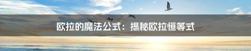 欧拉的魔法公式:揭秘欧拉恒等式