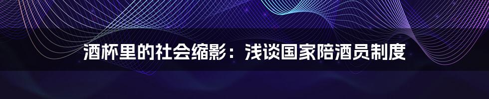 酒杯里的社会缩影:浅谈国家陪酒员制度