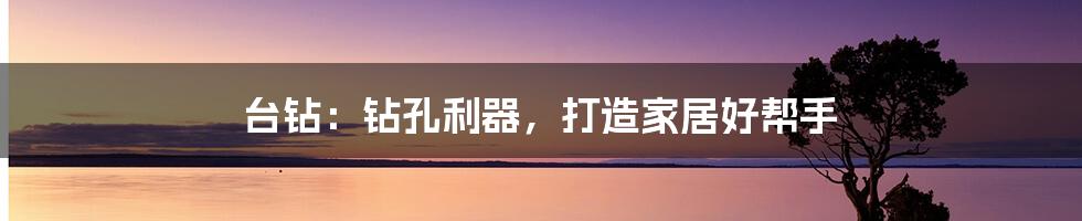 台钻:钻孔利器,打造家居好帮手