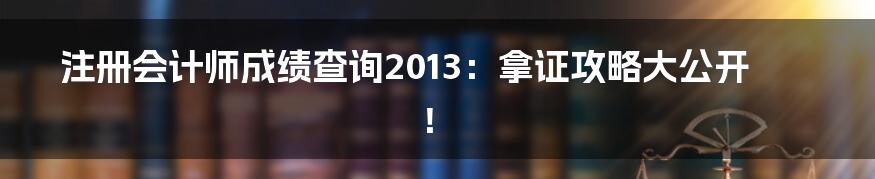 注册会计师成绩查询2013：拿证攻略大公开！