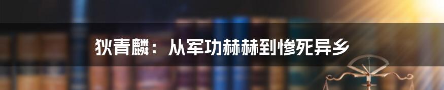 狄青麟:从军功赫赫到惨死异乡