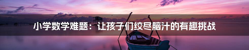 小学数学难题:让孩子们绞尽脑汁的有趣挑战