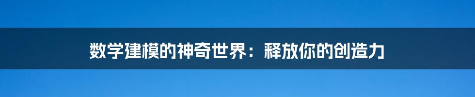 数学建模的神奇世界:释放你的创造力