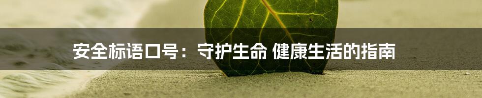 安全标语口号：守护生命 健康生活的指南