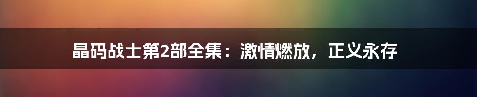 晶码战士第2部全集:激情燃放,正义永存