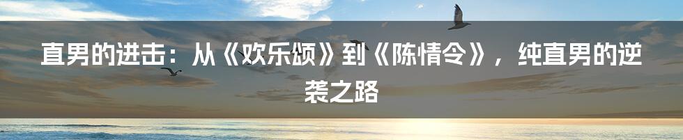 直男的进击：从《欢乐颂》到《陈情令》，纯直男的逆袭之路