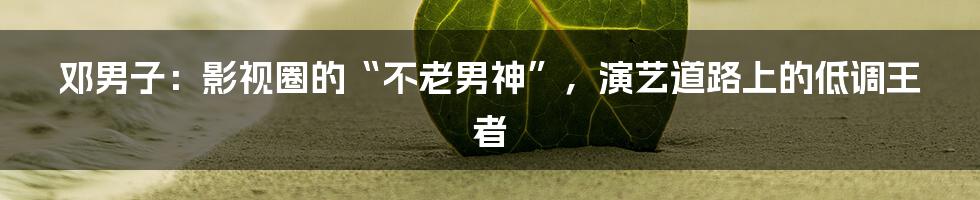 邓男子:影视圈的“不老男神”,演艺道路上的低调王者