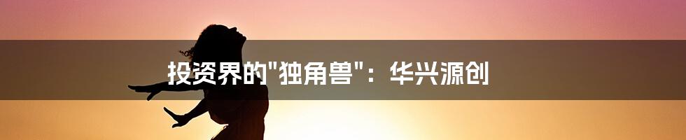 投资界的"独角兽":华兴源创