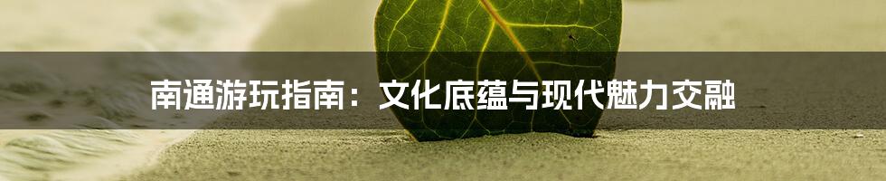 南通游玩指南:文化底蕴与现代魅力交融