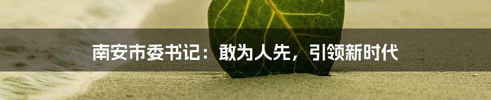 南安市委书记:敢为人先,引领新时代