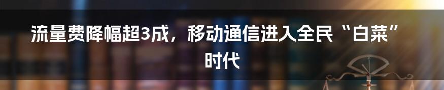 流量费降幅超3成,移动通信进入全民“白菜”时代