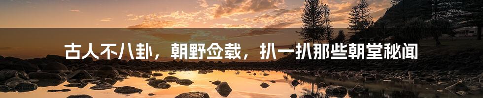 古人不八卦,朝野佥载,扒一扒那些朝堂秘闻