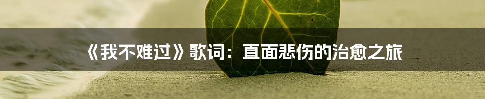 《我不难过》歌词:直面悲伤的治愈之旅