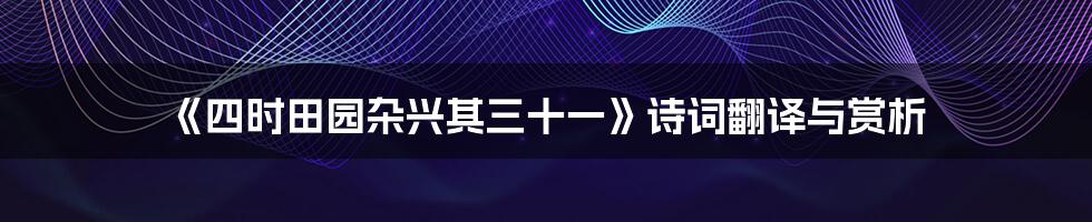 《四时田园杂兴其三十一》诗词翻译与赏析