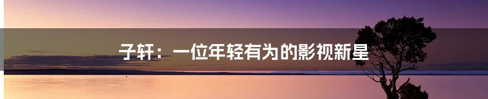 子轩:一位年轻有为的影视新星