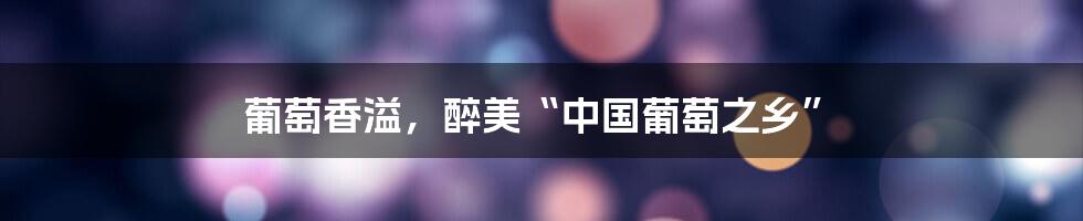 葡萄香溢,醉美“中国葡萄之乡”