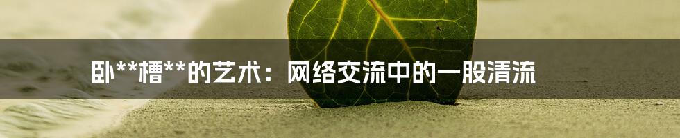 卧**槽**的艺术:网络交流中的一股清流