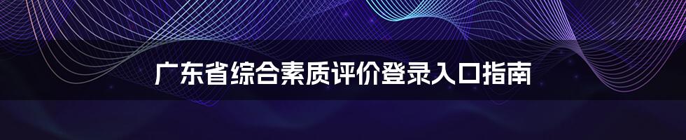 广东省综合素质评价登录入口指南