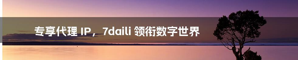 专享代理 IP，7daili 领衔数字世界