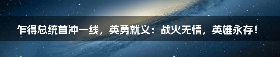 乍得总统首冲一线,英勇就义:战火无情,英雄永存!