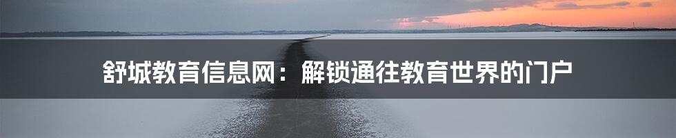 舒城教育信息网：解锁通往教育世界的门户