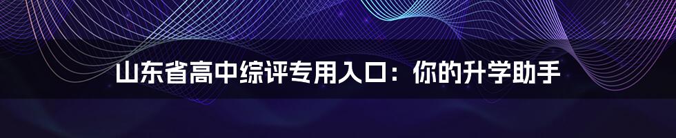 山东省高中综评专用入口:你的升学助手