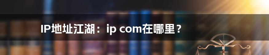 IP地址江湖:ip com在哪里?