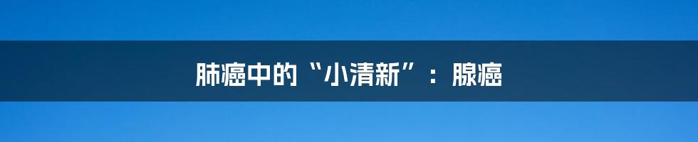 肺癌中的“小清新”:腺癌