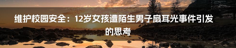 维护校园安全:12岁女孩遭陌生男子扇耳光事件引发的思考