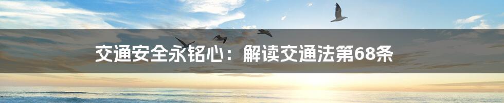 交通安全永铭心:解读交通法第68条