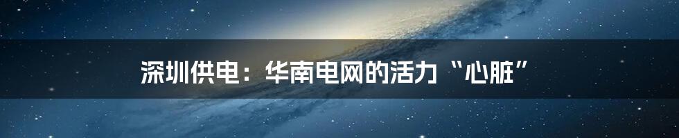 深圳供电:华南电网的活力“心脏”