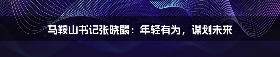 马鞍山书记张晓麟:年轻有为,谋划未来
