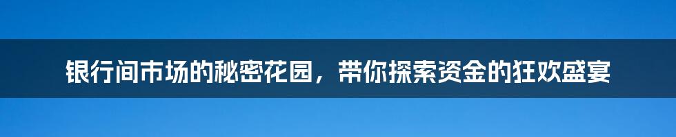 银行间市场的秘密花园，带你探索资金的狂欢盛宴