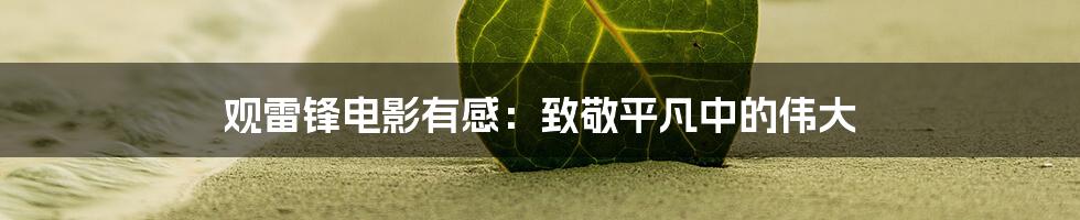 观雷锋电影有感:致敬平凡中的伟大