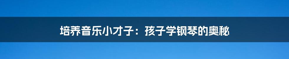 培养音乐小才子:孩子学钢琴的奥秘