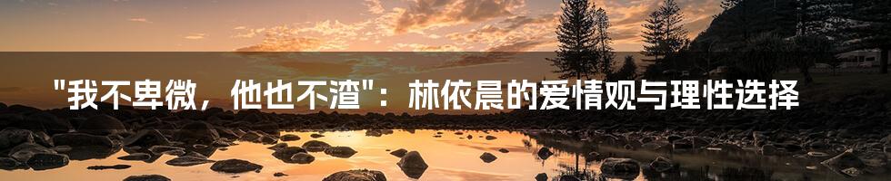 "我不卑微,他也不渣":林依晨的爱情观与理性选择