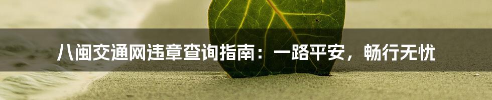 八闽交通网违章查询指南:一路平安,畅行无忧