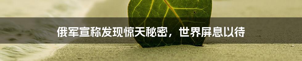 俄军宣称发现惊天秘密,世界屏息以待