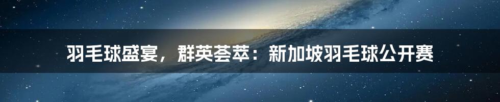 羽毛球盛宴,群英荟萃:新加坡羽毛球公开赛