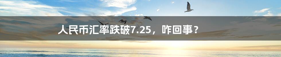 人民币汇率跌破7.25，咋回事？