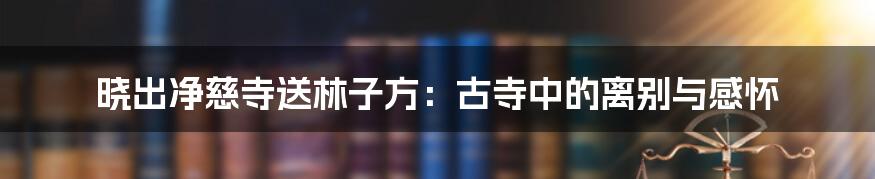 晓出净慈寺送林子方:古寺中的离别与感怀