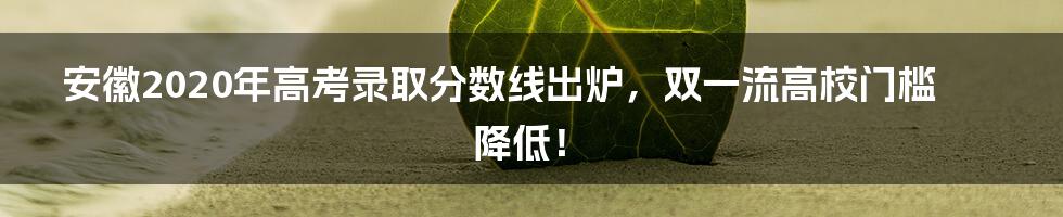 安徽2020年高考录取分数线出炉,双一流高校门槛降低!