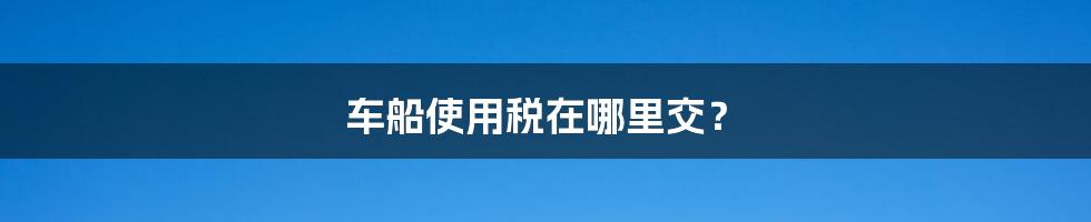 车船使用税在哪里交?