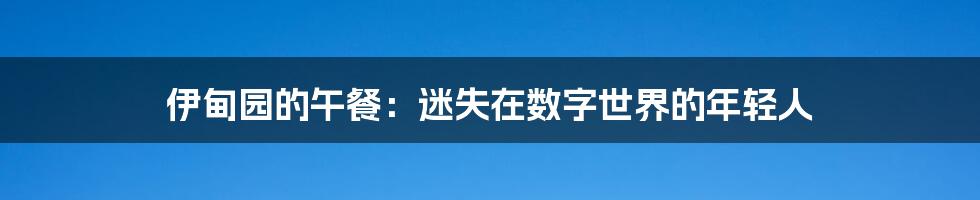 伊甸园的午餐:迷失在数字世界的年轻人