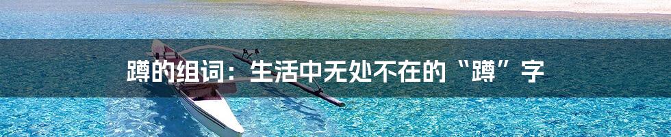 蹲的组词:生活中无处不在的“蹲”字