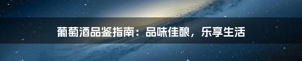 葡萄酒品鉴指南：品味佳酿，乐享生活