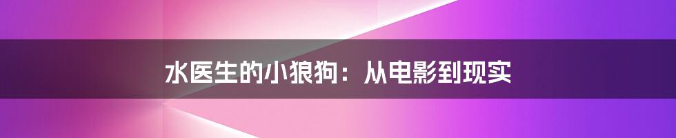 水医生的小狼狗：从电影到现实