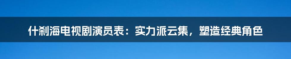 什刹海电视剧演员表：实力派云集，塑造经典角色