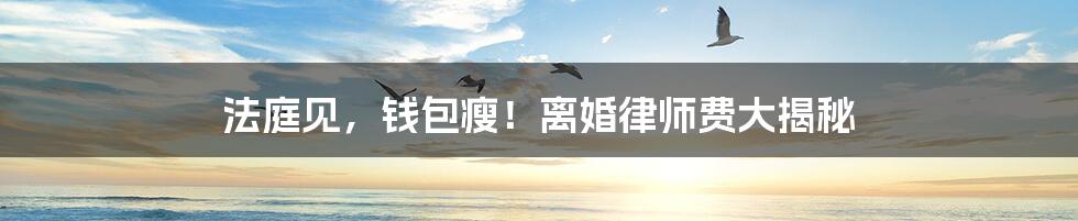 法庭见，钱包瘦！离婚律师费大揭秘
